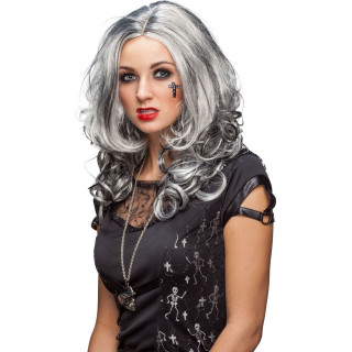 Parrucca grigia con boccoli