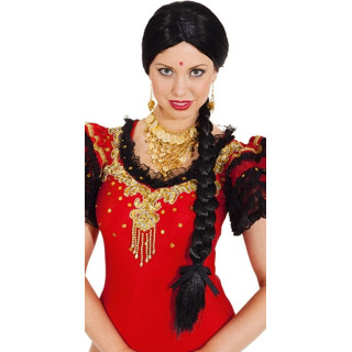 Parrucca lunga treccia nera