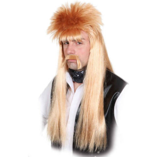 Parrucca rocker con baffi