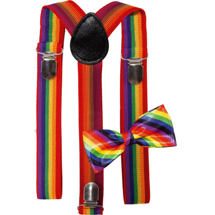 Set bretelle e farfallino rainbow