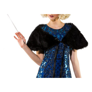 Stola Elegante in Ecopelliccia Nera – Coprispalle Charleston con Lacci in Raso