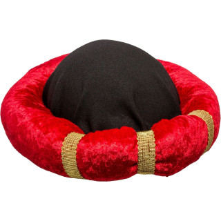 Turbante da Sultano Rosso – Copricapo Orientale con Corona Rubino
