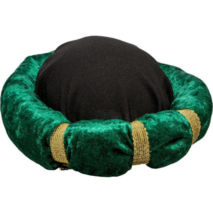Turbante da Sultano Verde – Copricapo Orientale con Corona Smeraldo