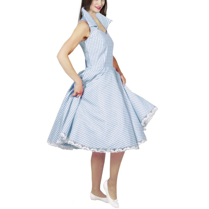 Vestito a quadretti azzurri anni 50