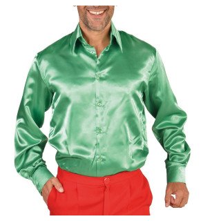 Camicia simil-seta uomo verde menta
