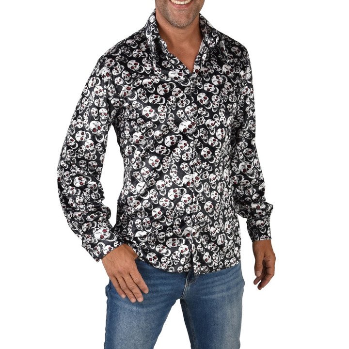 Camicia Halloween con teschi da uomo