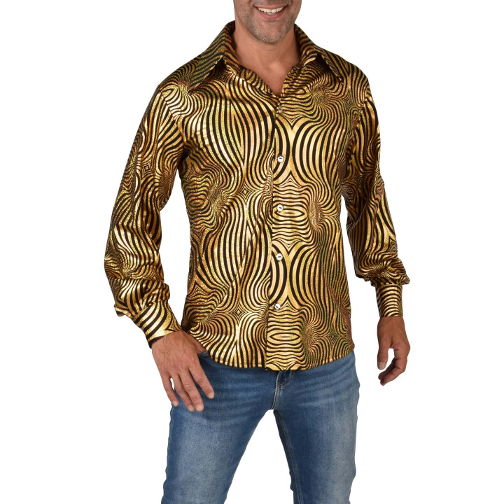 Camicia disco psichedelica oro