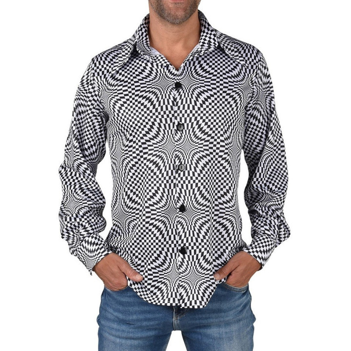 Camicia Pscichedelica bianca e nera uomo
