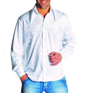 Camicia uomo velluto e pailletes bianca