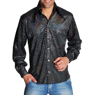 Camicia uomo velluto e pailletes nera
