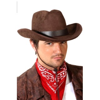Cappello Cowboy Marrone Scamosciato – Stile Western con Falda Larga e Cordino