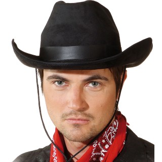 Cappello Cowboy Tex Nero – Stile Western Scamosciato con Falda Larga