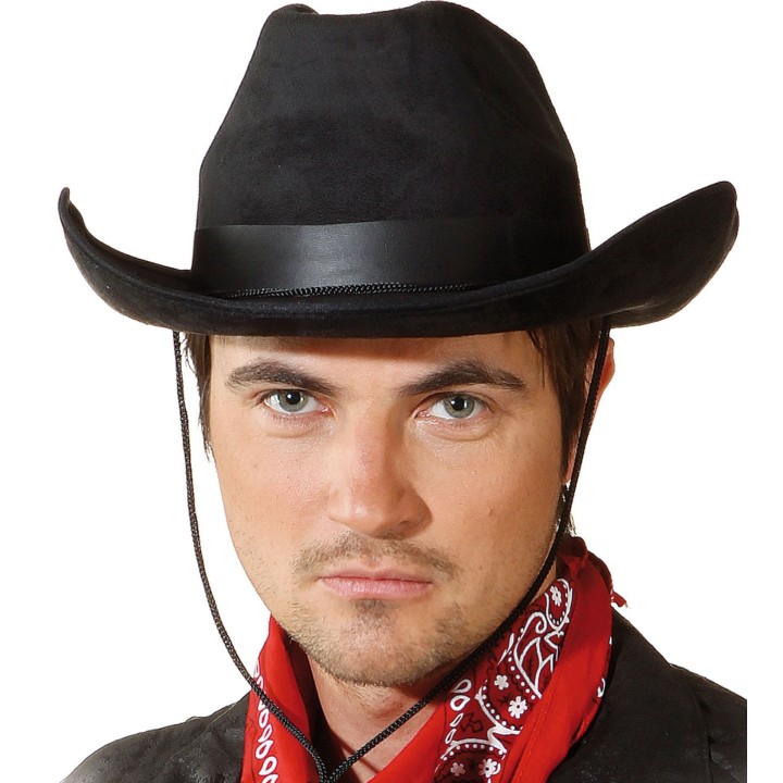 Cappello Cowboy Tex Nero – Stile Western Scamosciato con Falda Larga