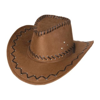 Cappello Cowboy Western Marrone – Stile Far West con Inserti in Similcuoio