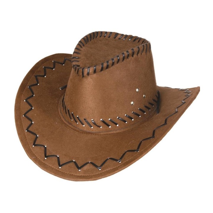 Cappello Cowboy Western Marrone – Stile Far West con Inserti in Similcuoio