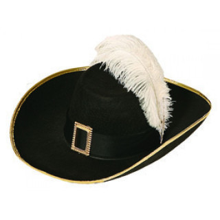 Cappello da Nobiluomo del Seicento con Piuma Bianca e Bordura Dorata