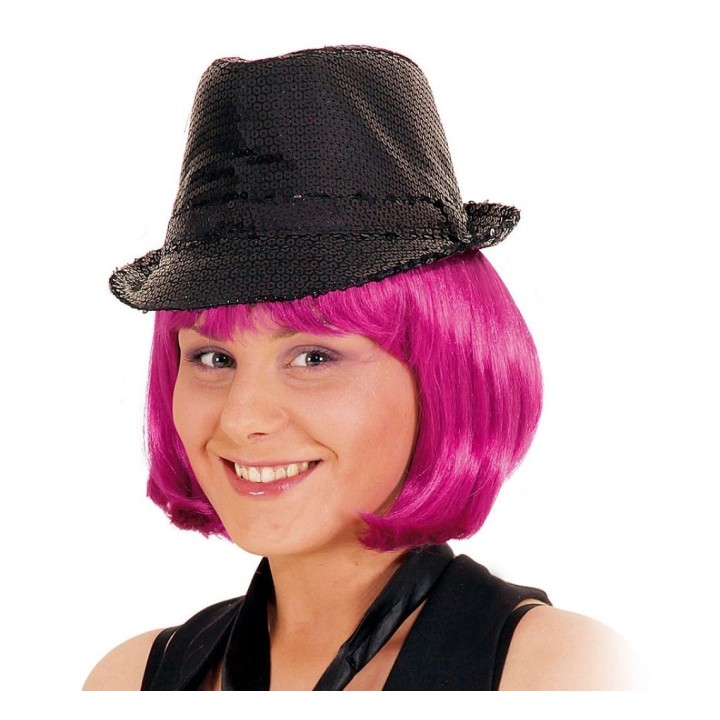 Cappello disco paillettes nero