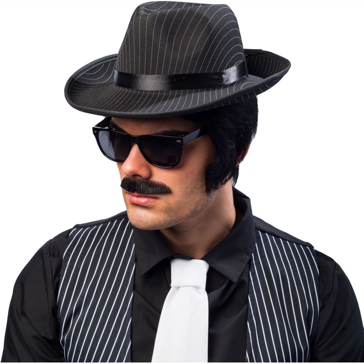 Cappello Gessato Nero da Gangster Anni Trenta