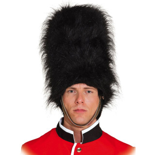 Cappello Guardia Reale Inglese Colbacco Nero in Ecopelliccia - Copricapo con Allacciatura sotto il Mento