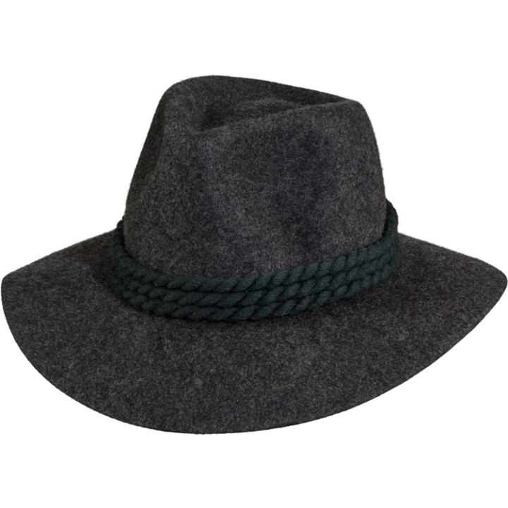 Cappello Uomo in Feltro di Lana Antracite – Con Corda Verde Bosco a Triplo Torciglione