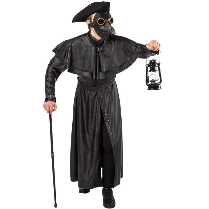 Cappotto del Medico della Peste – Costume Storico con Mantella e Cintura in Similpelle