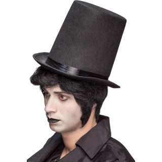 Cilindro Nero Alto 19 cm con Fascia in Raso – Cappello Elegante da Spettacolo e Cerimonia