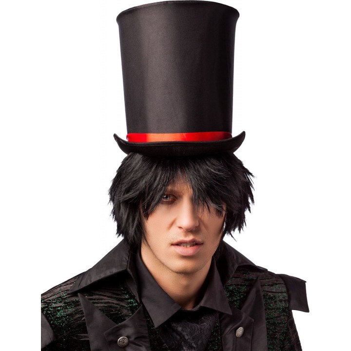 Cilindro Nero da Mago Prestigiatore con Fascia Rossa – Tuba Classica Steampunk