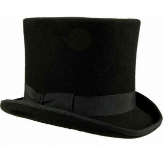 Cilindro Nero in Lana Vergine con Fascia in Raso – Cappello Elegante da Cerimonia e Spettacolo