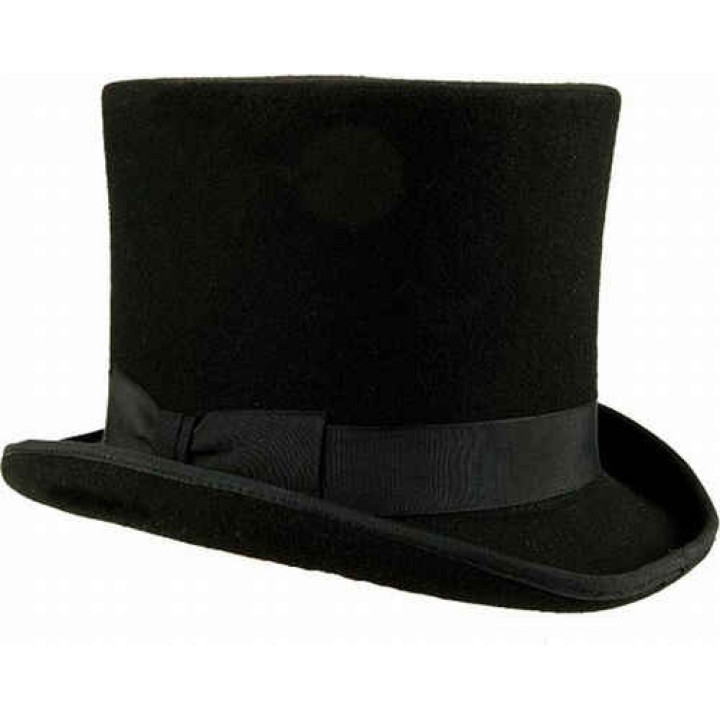 Cilindro Nero in Lana Vergine con Fascia in Raso – Cappello Elegante da Cerimonia e Spettacolo