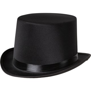 Cilindro Nero Semilucido con Fascia in Raso – Cappello Elegante per Spettacolo e Costume