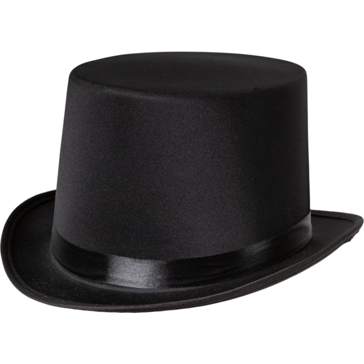 Cilindro Nero Semilucido con Fascia in Raso – Cappello Elegante per Spettacolo e Costume