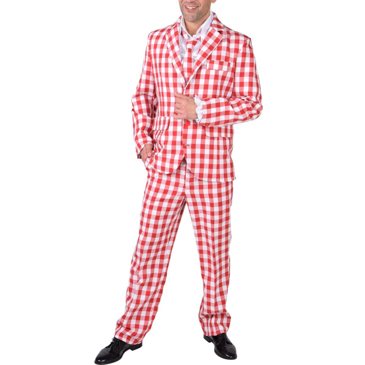 Completo a quadri bianchi e rossi