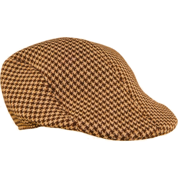 Coppola Pied de Poule in Tweed Beige e Marrone – Berretto Vintage Anni ‘20 con Visierina, Look Elegante e Retrò