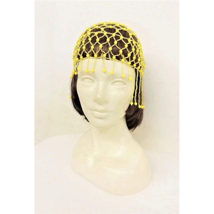 Copricapo Charleston Giallo con Perline – Accessorio Anni Venti Elegante