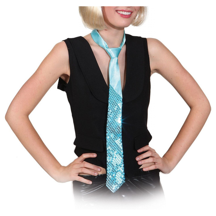 Cravatta paillettes azzurra