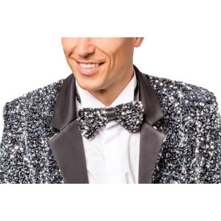 Cravattino a farfalla in paillettes argento