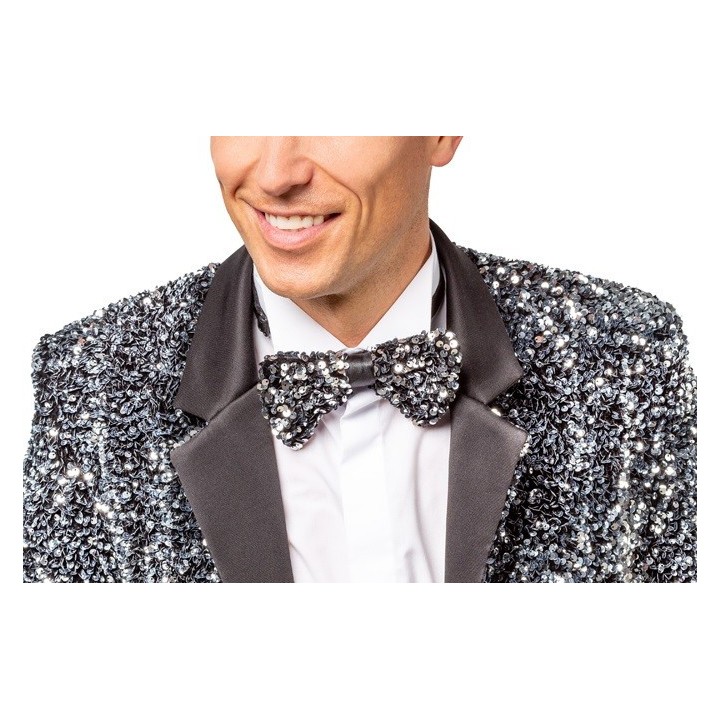 Cravattino a farfalla in paillettes argento