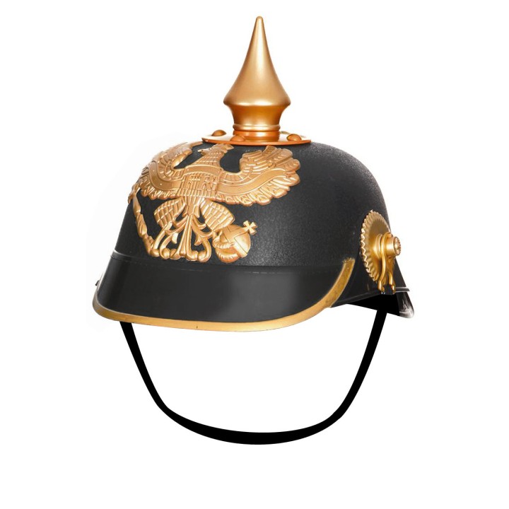 Elmo Prussiano Imperiale Pickelhaube – Copricapo Storico con Fregi Dorati