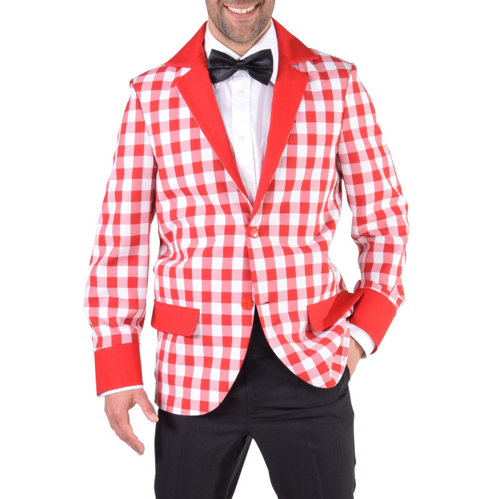 Giacca a quadri bianca e rossa uomo