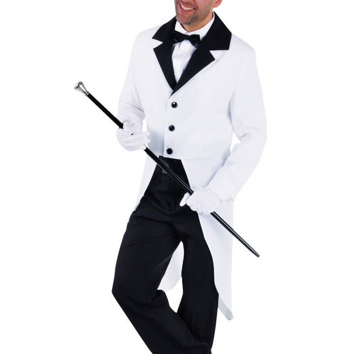Giacca Frac Bianco con Rever Nero – Eleganza per Spettacolo, Musical e Eventi