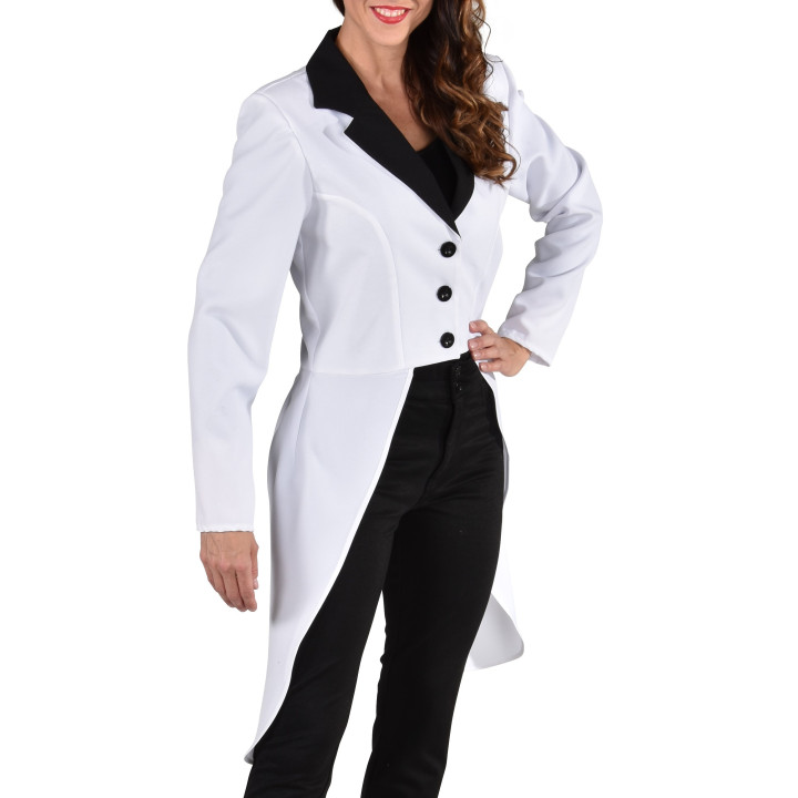 Giacca Frac Bianco Rever Nero Donna – Eleganza Raffinata e Sensuale