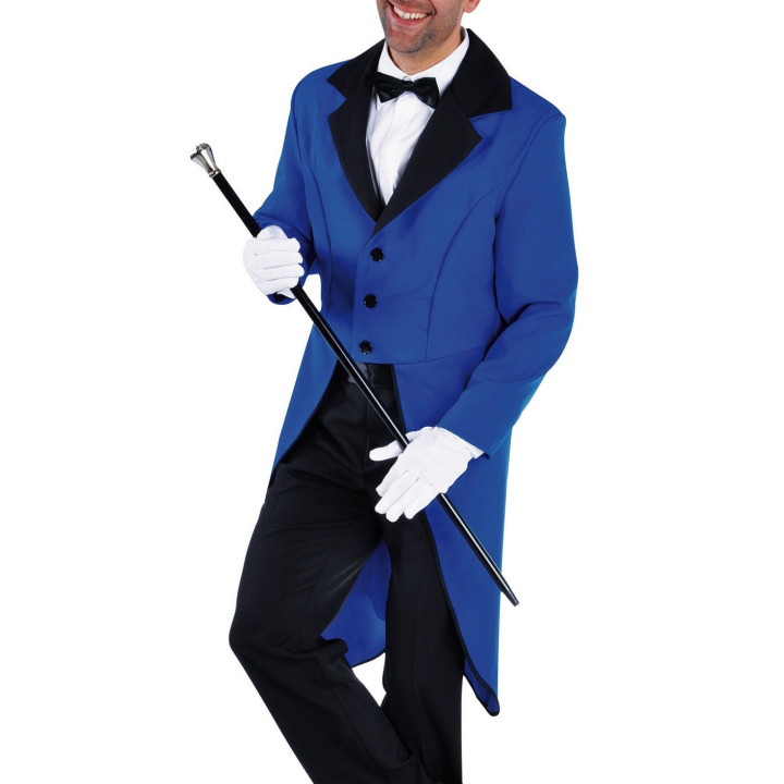 Giacca Frac Blu con Rever Nero – Stile Dandy Moderno per Eventi e Party