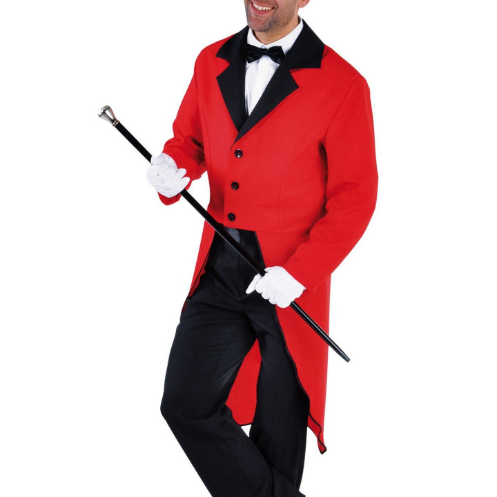 Giacca Frac Rosso Rever Nero – Eleganza per Spettacolo e Eventi