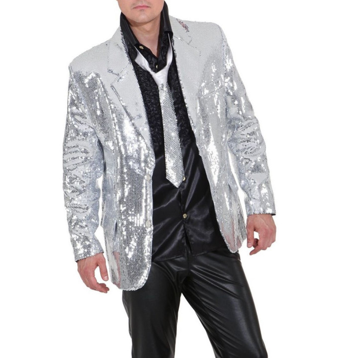 Giacca paillettes argento uomo