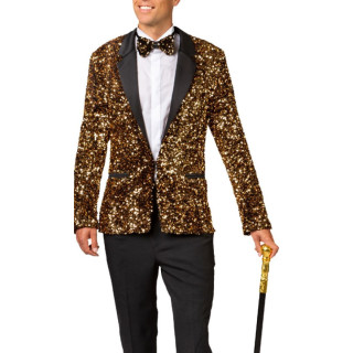 Giacca paillettes oro corta uomo
