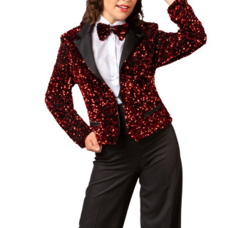 Giacca paillettes rossa corta donna
