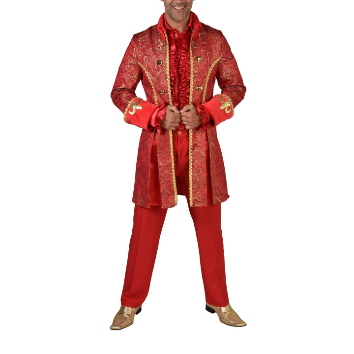 Giacca redingote in broccato rosso