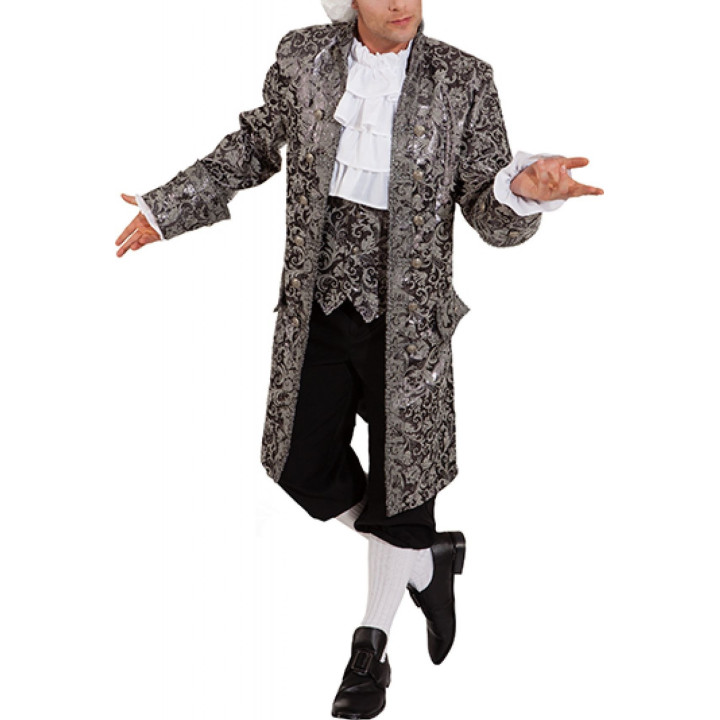 Giacca Storica Uomo - Redingote Damascata Venezia con Dettagli Argentati