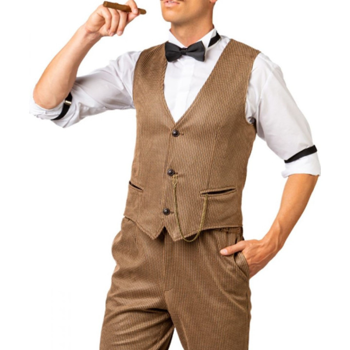 Gilet a Quadretti Beige Uomo – Stile Charleston 1900 in panno