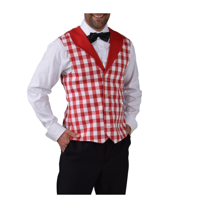 Gilet a Quadri Bianchi e Rossi – Stile Country e Showman
